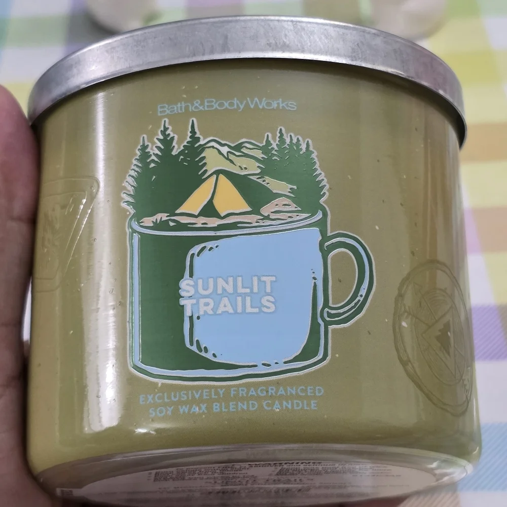 Bath & Body Works Sunlit Trails Soy Wax 3-Wick Candle NEW RARE / Safe Shipping